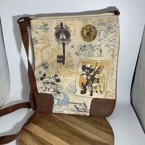 Disney Parks Cream and Brown Crossbody Bag